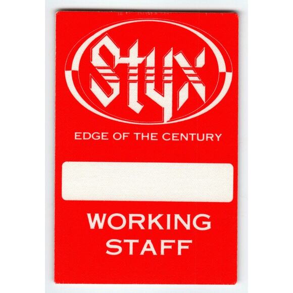 Styx Edge Of The Century Backstage Pass Original 1990 Pop Rock Concert Staff - Picture 1 of 2